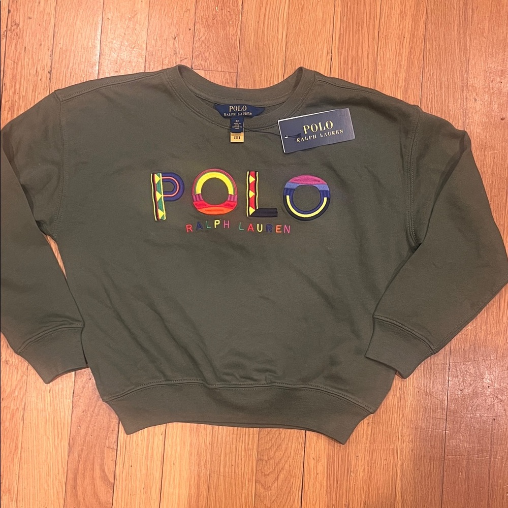 Polo Ralph Lauren Olive Sweatshirt with Vibrant Logo